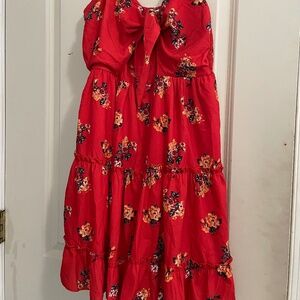 Red floral dress